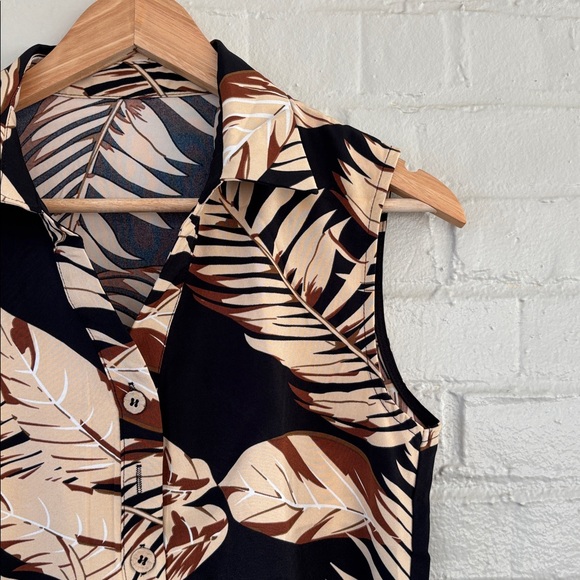 NWOT Cupshe Tropical Leaf Print Half-Button Mini Dress Size S - Picture 6 of 9